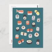 日本のすし握り巻き転が ポストカード (正面/裏面)