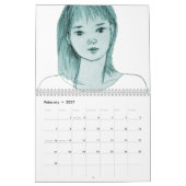 日本のでかわいい女の子のマンガ カレンダー (2月 2027)