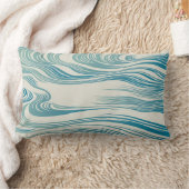 日本ので伝統的な波パターン ランバークッション (ブランケット)