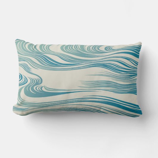 日本ので伝統的な波パターン ランバークッション (正面)