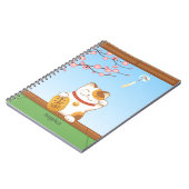 日本ので幸運な茶色のぶち猫、Maneki Neko ノートブック (左側)