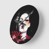 日本ので気色悪い芸者 ラウンド壁時計 (傾斜)