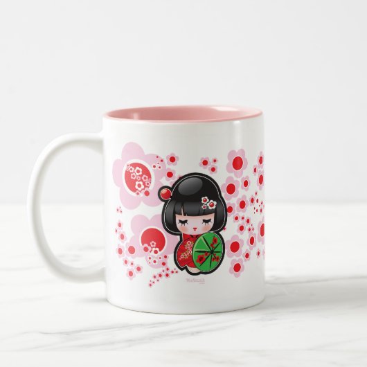 日本のなかわいいの人形のマグ ツートーンマグカップ (左)