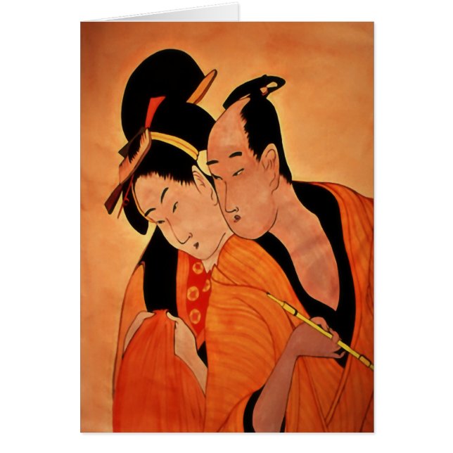 日本のなカップルのブランクnotelets/カード (正面)