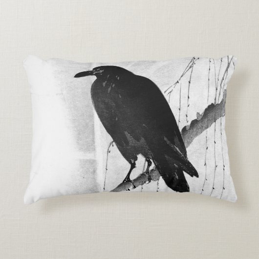 日本のなカラスの枕 アクセントクッション (正面)