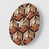 日本のなクレーン、タン、錆及びチョコレート色 ラージ壁時計 (傾斜)