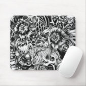 日本のなコイおよびはすの花の入れ墨は芸術のスタイルを作ります マウスパッド (マウス)