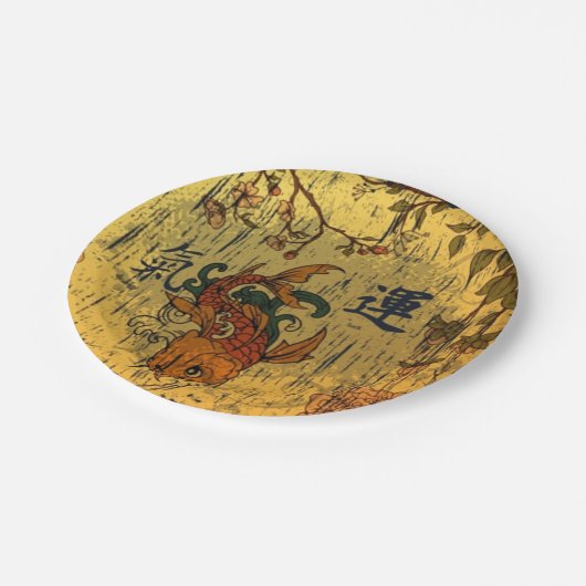 日本のなコイの魚のカスタムな紙皿7つ ペーパープレート (アングル)