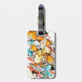 日本のなコイの魚の水彩画の芸術の絵画 ラゲッジタグ (裏面縦)