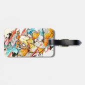 日本のなコイの魚の水彩画の芸術の絵画 ラゲッジタグ (裏面横)