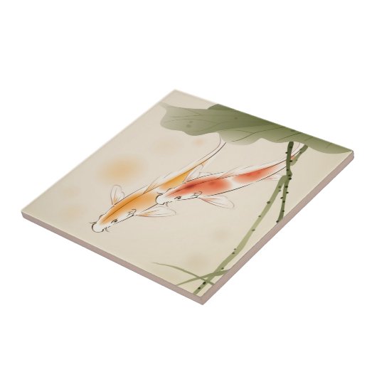 日本のなコイははす池の水泳を採取します タイル (側面)