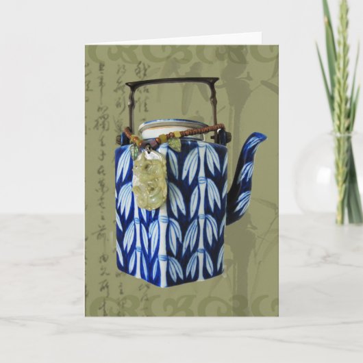 日本のなティーポットのコラージュ カード (正面)