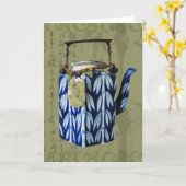 日本のなティーポットのコラージュ カード (黄色い花)