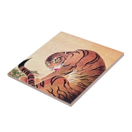 日本のなトラのWoodblockのヴィンテージの芸術Ukiyo-E タイル (側面)