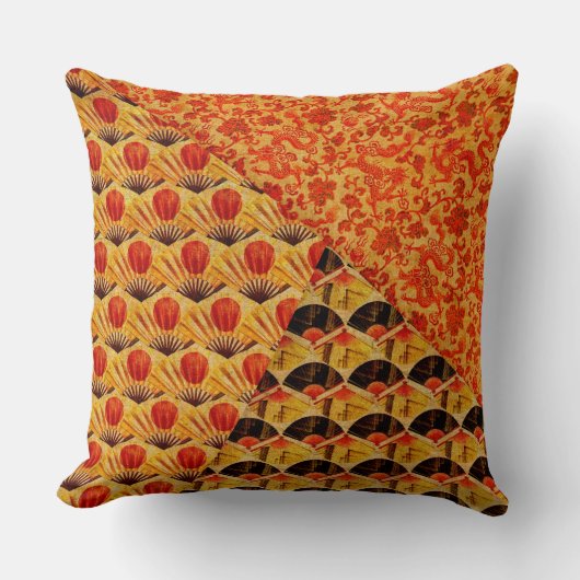 日本のなファンおよび大きいドラゴンパターン クッション (正面)