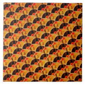 日本のなファンパターン赤い黒および金ゴールド タイル (正面)