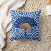 日本のなファン、トンボパターン、コバルトブルー クッション (ブランケット)