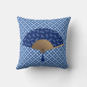 日本のなファン、トンボパターン、コバルトブルー クッション (裏面)