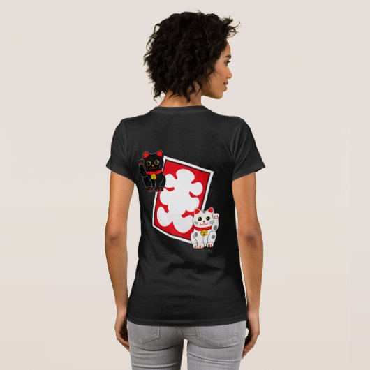 日本のなフルハウスの印及び招く猫 Tシャツ (裏面フル)