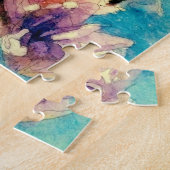 日本のなマグノリアの水彩画のろうけつ染め ジグソーパズル (側面)