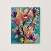 日本のなマグノリアの水彩画のろうけつ染め ジグソーパズル (縦)