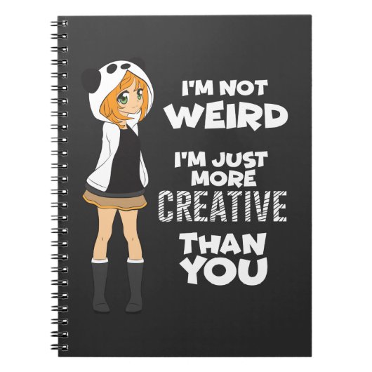 日本のなマンガのギフトのかわいいかわいいの日本製アニメファンのパンダ ノートブック (正面)