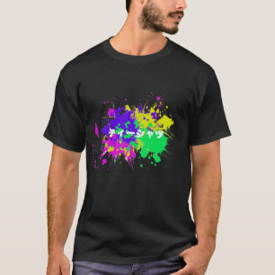 日本のなロゴの(ばちゃばちゃ)跳ねるのペンキ Tシャツ