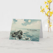 日本のなヴィンテージの海のアートワークの悔やみや弔慰カード カード (黄色い花)