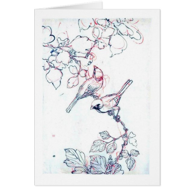 日本のなヴィンテージの鳥カード (正面)