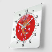 日本のな光沢のある旗 スクエア壁時計 (傾斜)