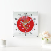 日本のな光沢のある旗 スクエア壁時計 (ホーム)