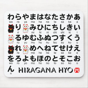 日本のな平仮名(アルファベット)のテーブル マウスパッド
