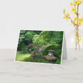 日本のな庭の池の挨拶状 カード (黄色い花)