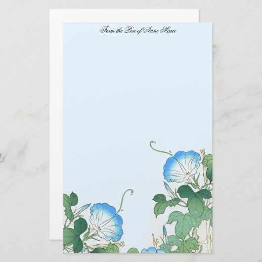 日本のな朝顔によっては花の文房具が開花します 便箋 (正面/裏面)