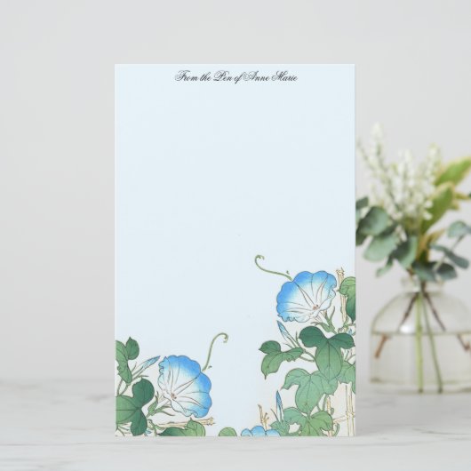 日本のな朝顔によっては花の文房具が開花します 便箋 (スタンド正面)