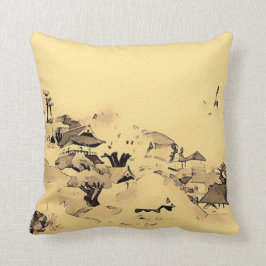 日本のな村の水彩画の芸術 クッション