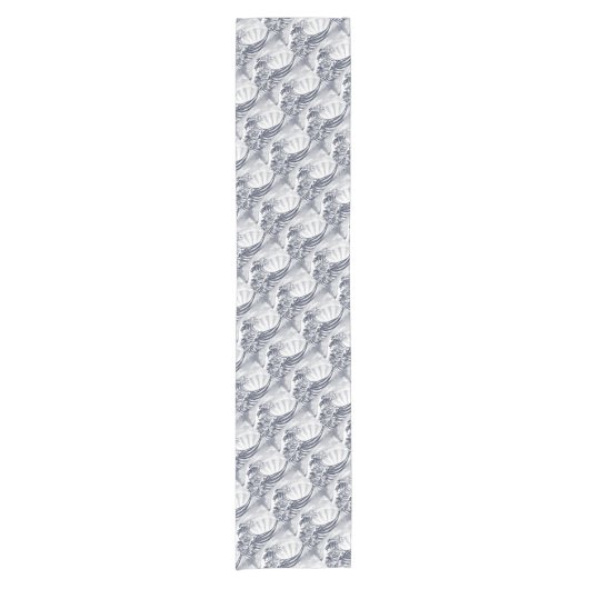 日本のな東洋の波のエッチングによって刻まれる木版画 ショートテーブルランナー (正面)