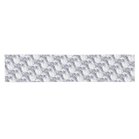 日本のな東洋の波のエッチングによって刻まれる木版画 ショートテーブルランナー (横)