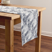 日本のな東洋の波のエッチングによって刻まれる木版画 ショートテーブルランナー (インサイチュ)