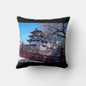 日本のな桜の水彩画の装飾用クッション クッション (裏面)