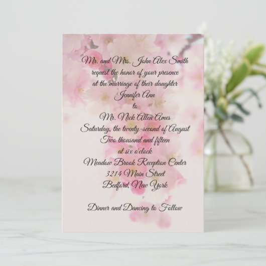 日本のな桜の結婚式 招待状 (スタンド正面)