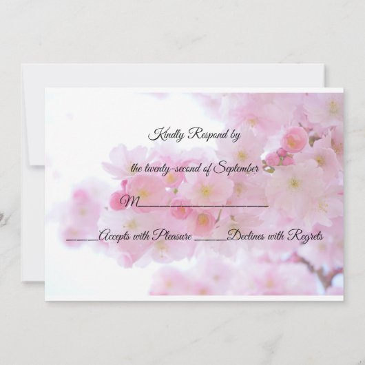 日本のな桜の結婚式 招待状 (裏面)