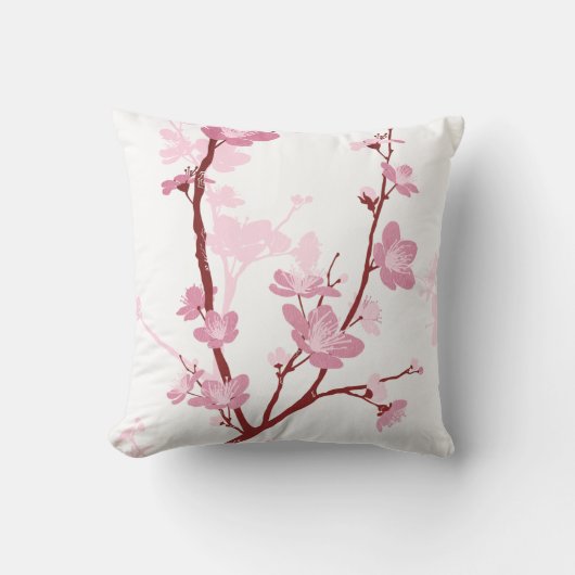 日本のな桜、ガーリーな穏やかなピンクの花 クッション (正面)