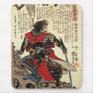 日本のな武士のカッコいいの東洋のクラシックな戦士の芸術 マウスパッド
