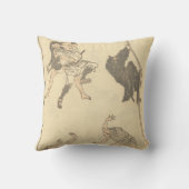 日本のな武道、忍者c. 1800'sのスケッチ クッション (裏面)