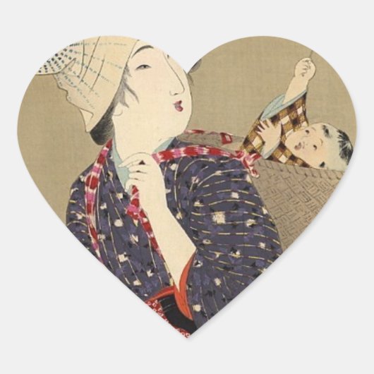 日本のな母およびベビーのステッカー ハートシール (正面)