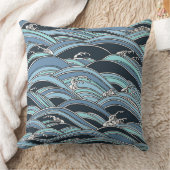 日本のな波パターン クッション (ブランケット)