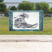 日本のな波状雲の旗 横断幕 (インサイチュ)