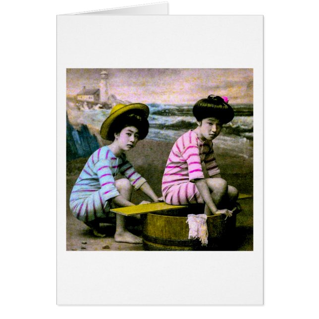 日本のな浸る美しいのヴィンテージのビーチの可愛い人 (正面)