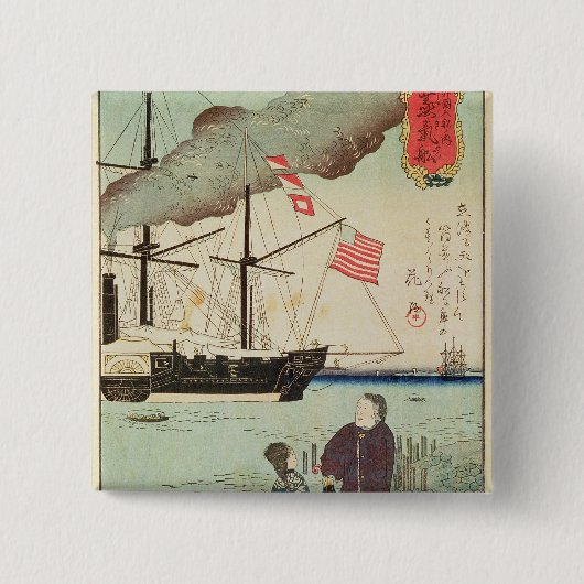 日本のな港のアメリカの海軍艦艇 缶バッジ (正面)